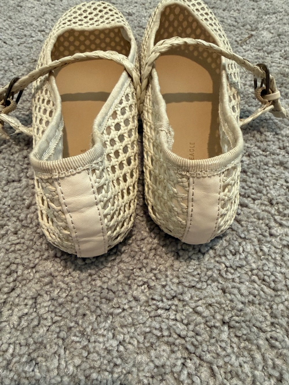 American Eagle Outfitters Cream Braided Mary Jane Flats with Tan Insole - Picture 8 of 8